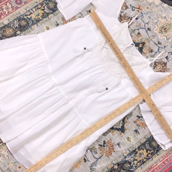 🦅AEO Boho Cold Shoulder Layered Cotton Crochet Trim Lingerie Strap - Picture 5 of 7